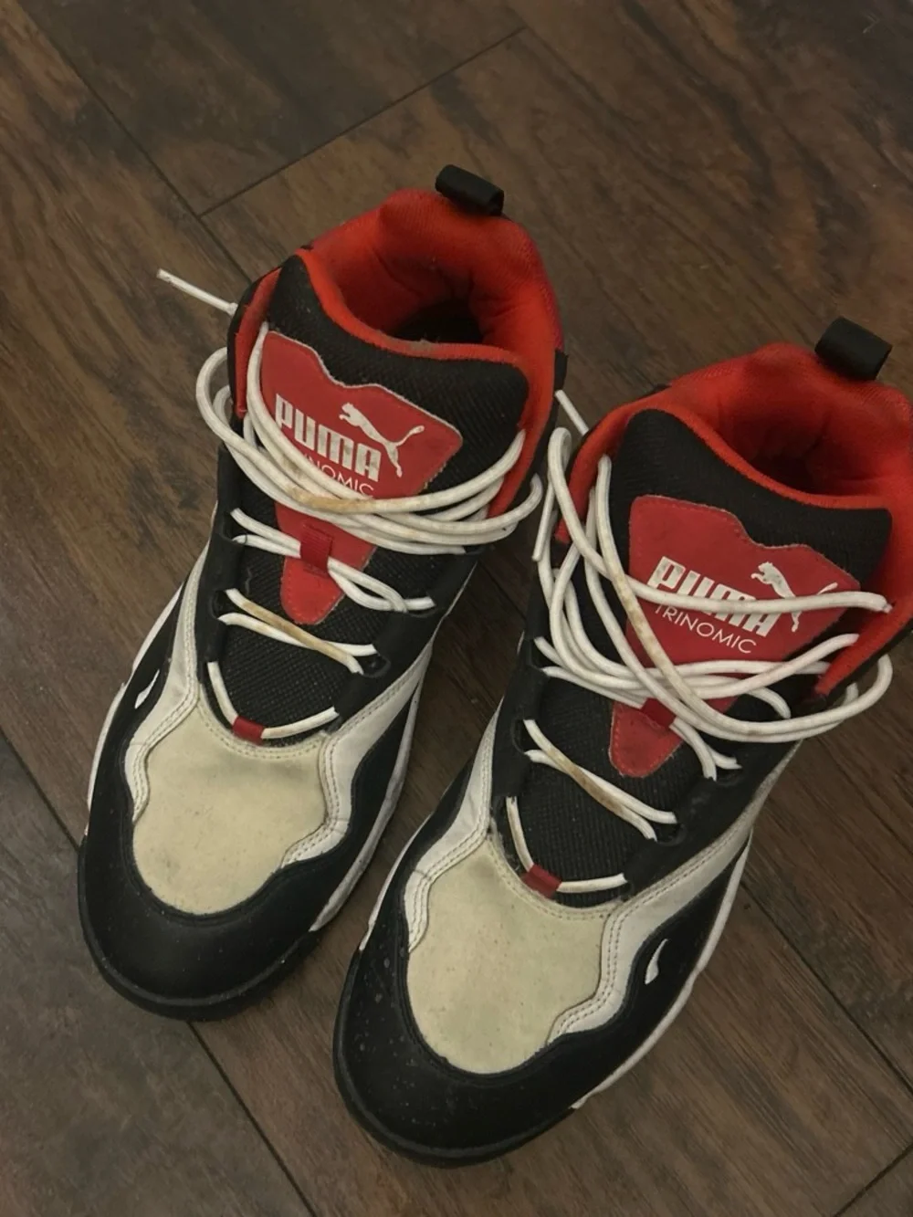 Puma Kids Black White Red High-Top Sneakers